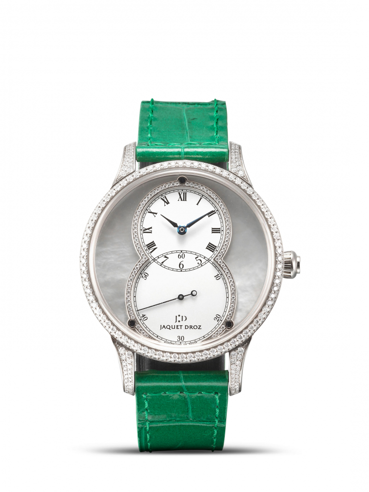 JAQUET DROZ | GRANDE SECOND, A RARE LIMITED EDITION WHITE GOLD AND DIAMOND-SET WRISTWATCH WITH MOTHER-OF-PEARL DIAL, CIRCA 2010