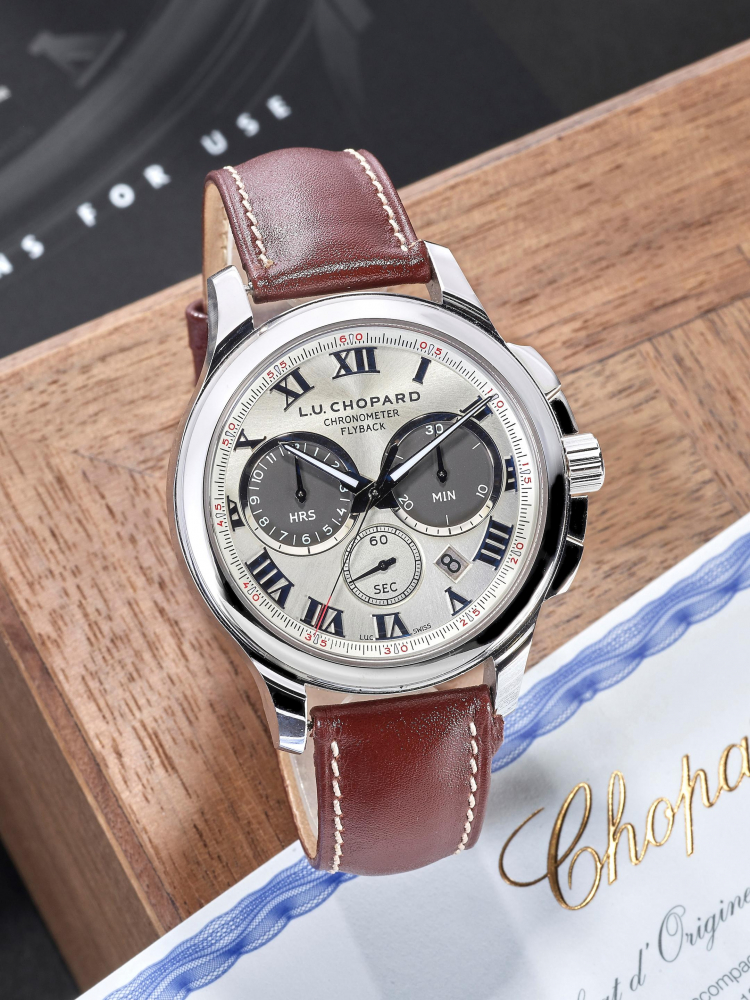 CHOPARD | L.U.C CHRONO ONE, REF. 161928-1001, A NEW OLD STOCK WHITE GOLD FLYBACK CHRONOGRAPH WRISTWATCH WITH DATE, CIRCA 2015