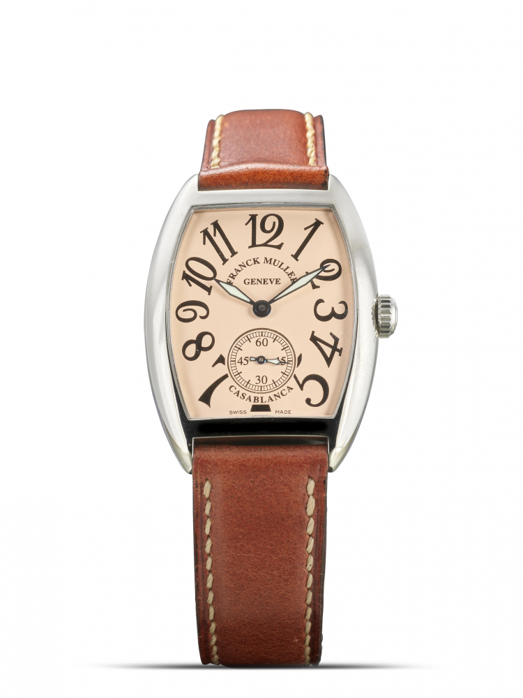 FRANCK MULLER | CASABLANCA, REF.7502S6, A STAINLESS STEEL WRISTWATCH WITH SALMON COLOUR DIAL, CIRCA 2001