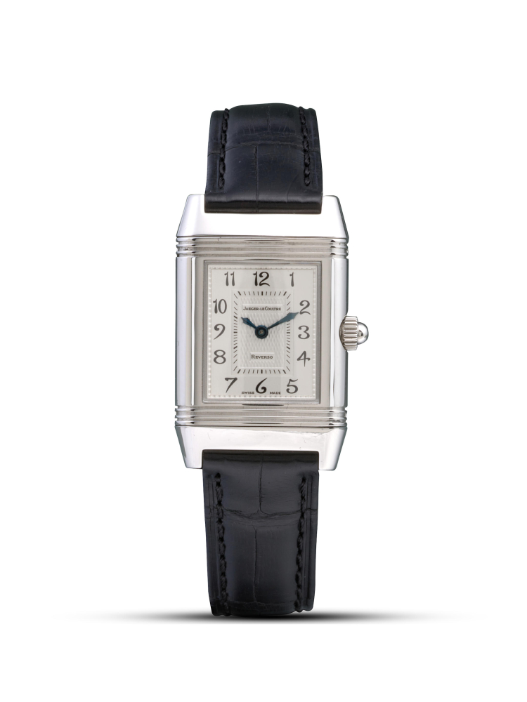 JAEGER-LECOULTRE | REVERSO DUETTO, REF.266.844, A STAINLESS STEEL AND DIAMOND-SET WRISTWATCH WITH MOTHER-OF-PEARL DIAL, CIRCA 2000