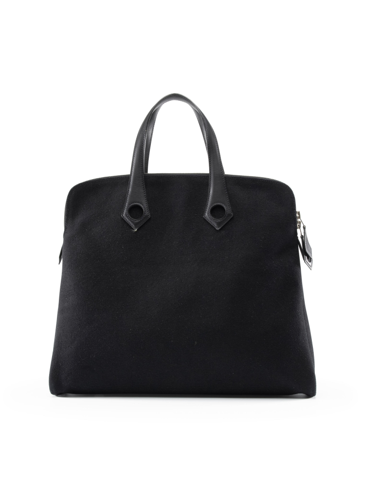 HERMÈS: BLACK CANVAS HEEBOO BAG