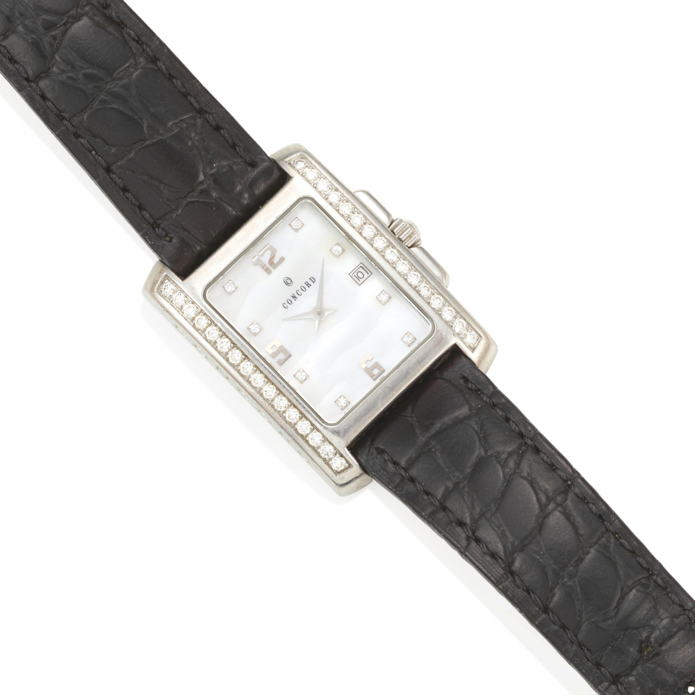 CONCORD: A STAINLESS STEEL, MOTHER-OF-PEARL AND DIAMOND 'SPORTIVO' WRISTWATCH