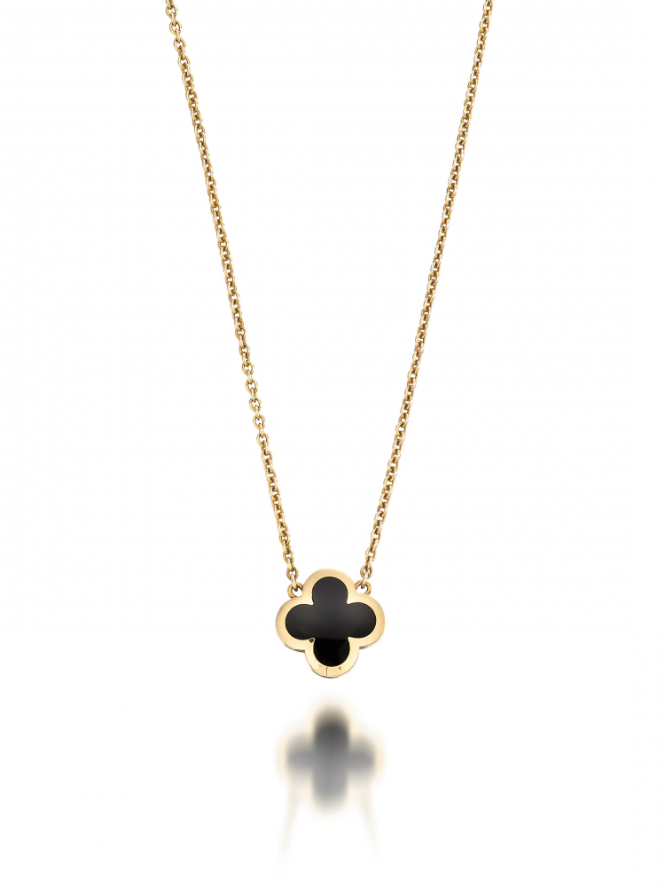 VAN CLEEF ARPELS: ONYX 'PURE ALHAMBRA' PENDANT NECKLACE