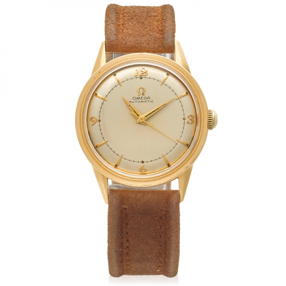 OMEGA. A 14K GOLD 'BUMPER' AUTOMATIC WRISTWATCH