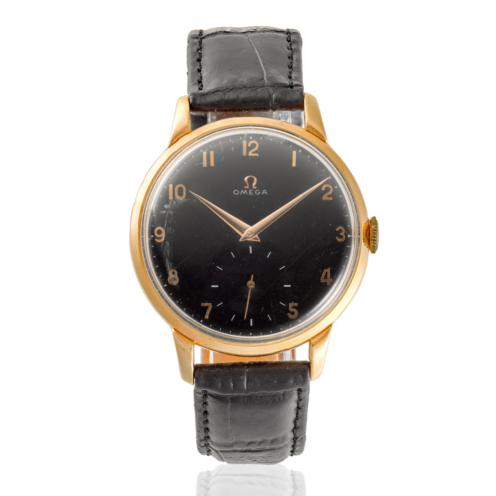 OMEGA. A PINK GOLD OVERSIZED WATCH