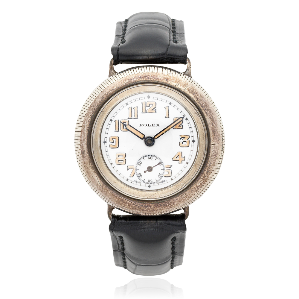 Rolex. A rare and unusual silver manual wind wristwatch