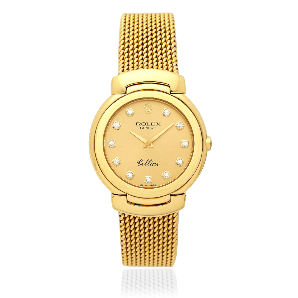 Rolex. An 18K gold diamond set quartz bracelet watch