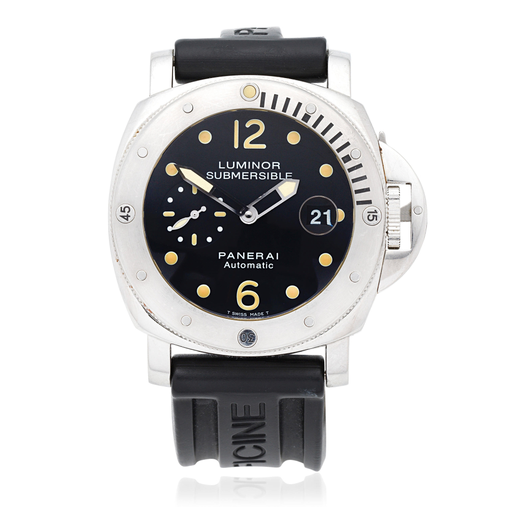Panerai. A stainless steel automatic cushion form calendar wristwatch