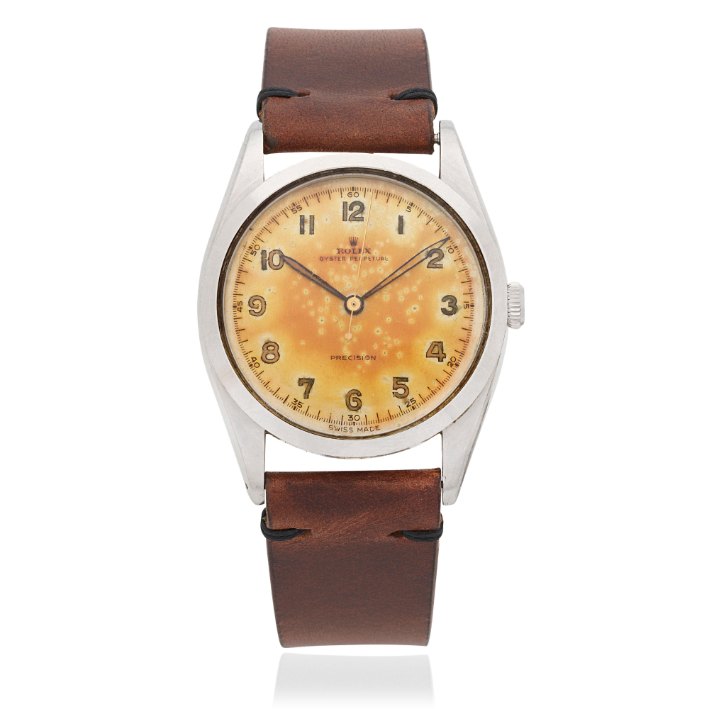Rolex. A stainless steel automatic wristwatch