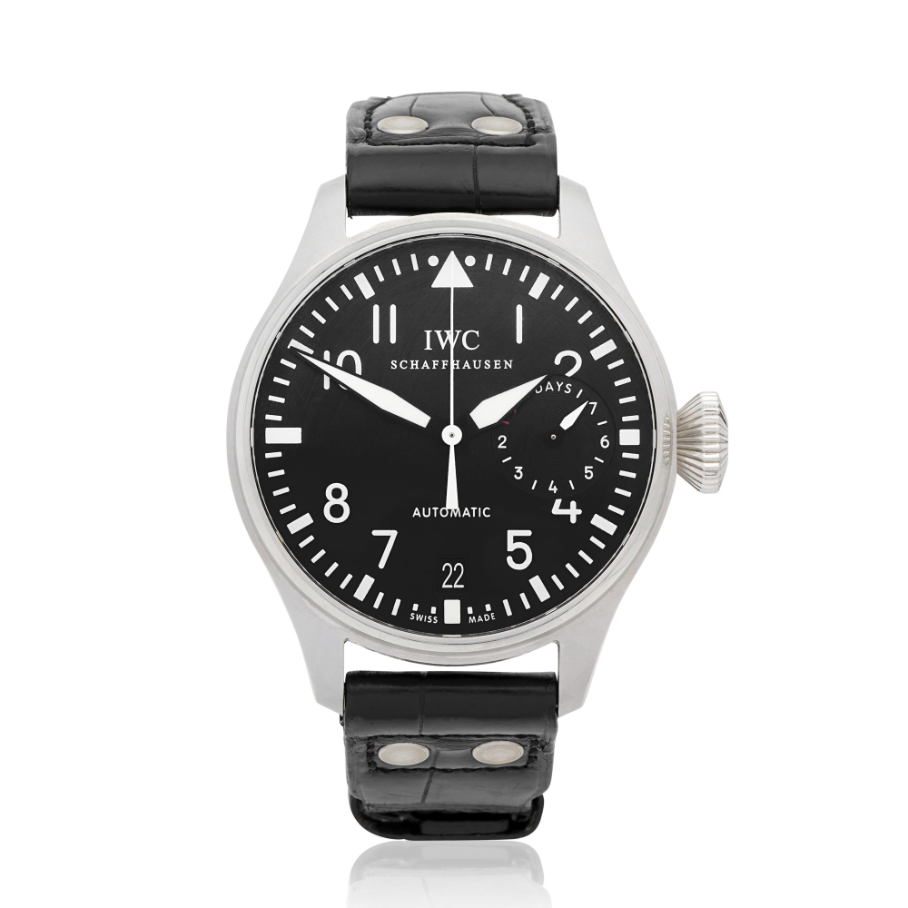 IWC. A stainless steel automatic calendar wristwatch with 7 day power reserve
