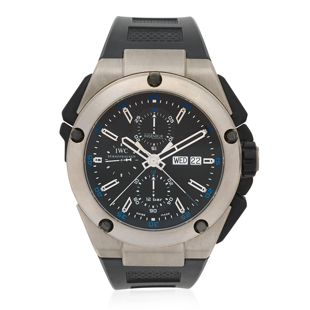 IWC. A titanium automatic calendar split second chronograph wristwatch