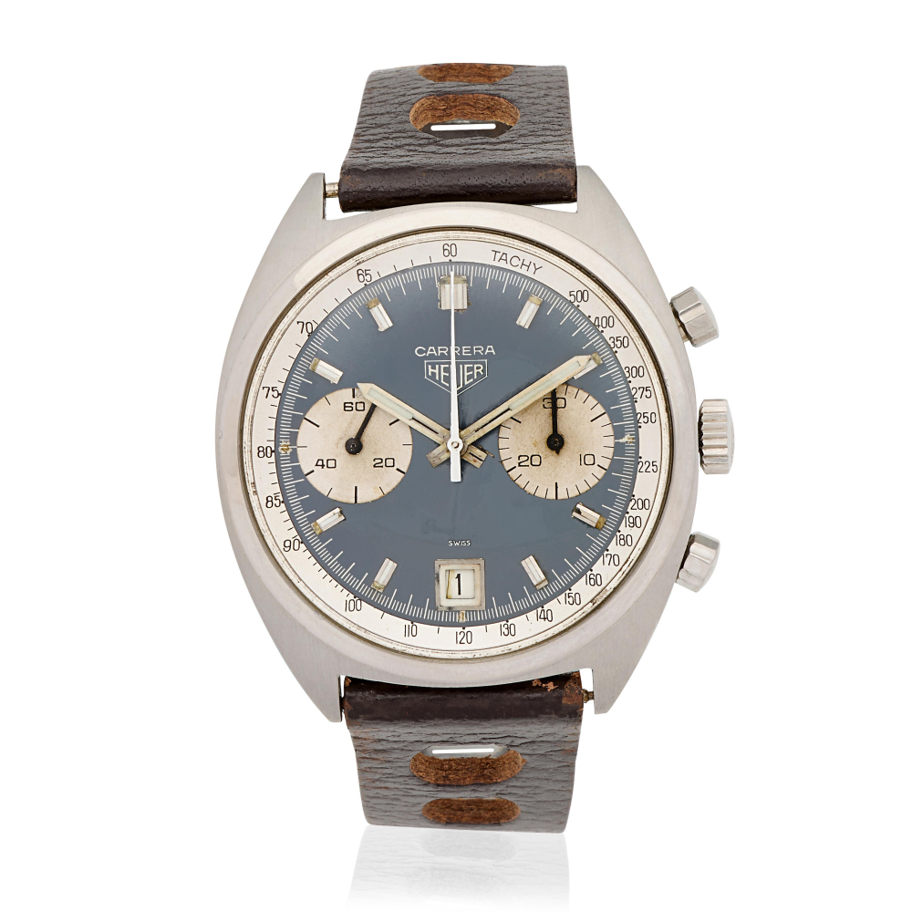 Heuer. A stainless steel manual wind calendar chronograph wristwatch