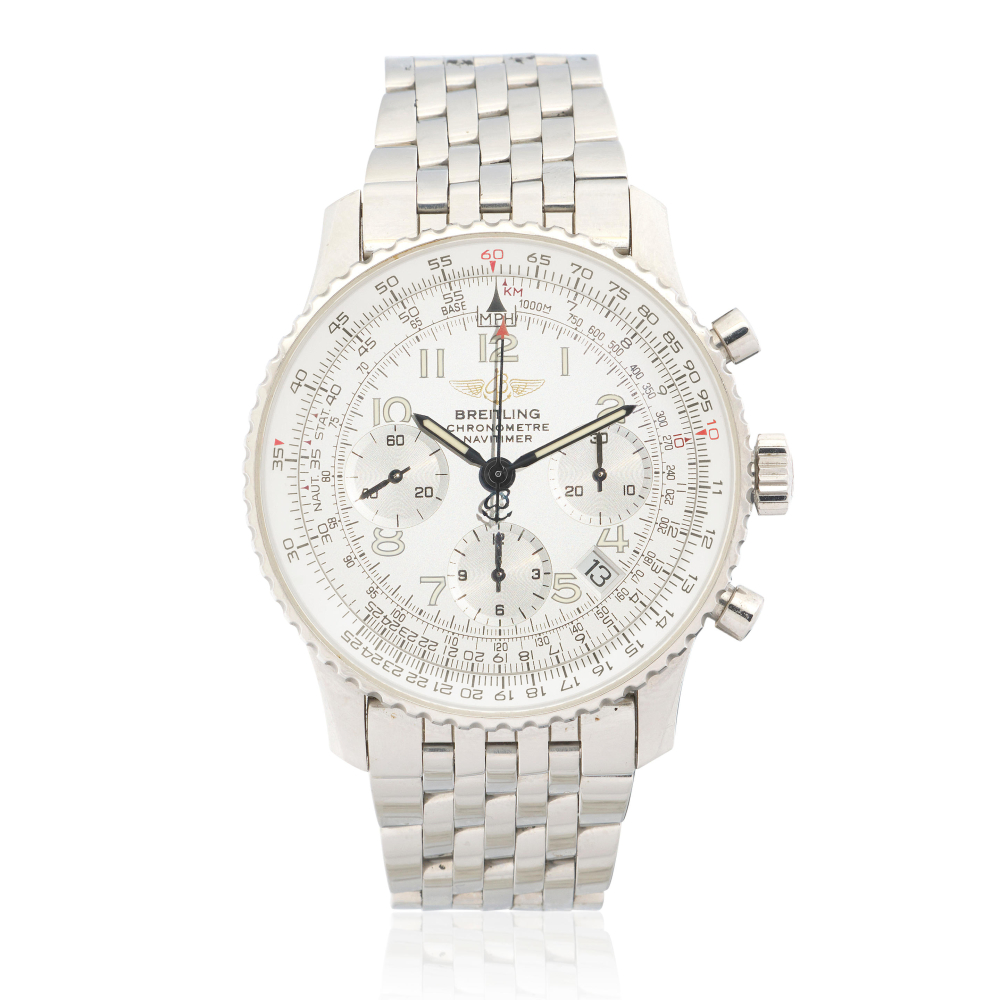 Breitling. A stainless steel automatic calendar chronograph bracelet watch