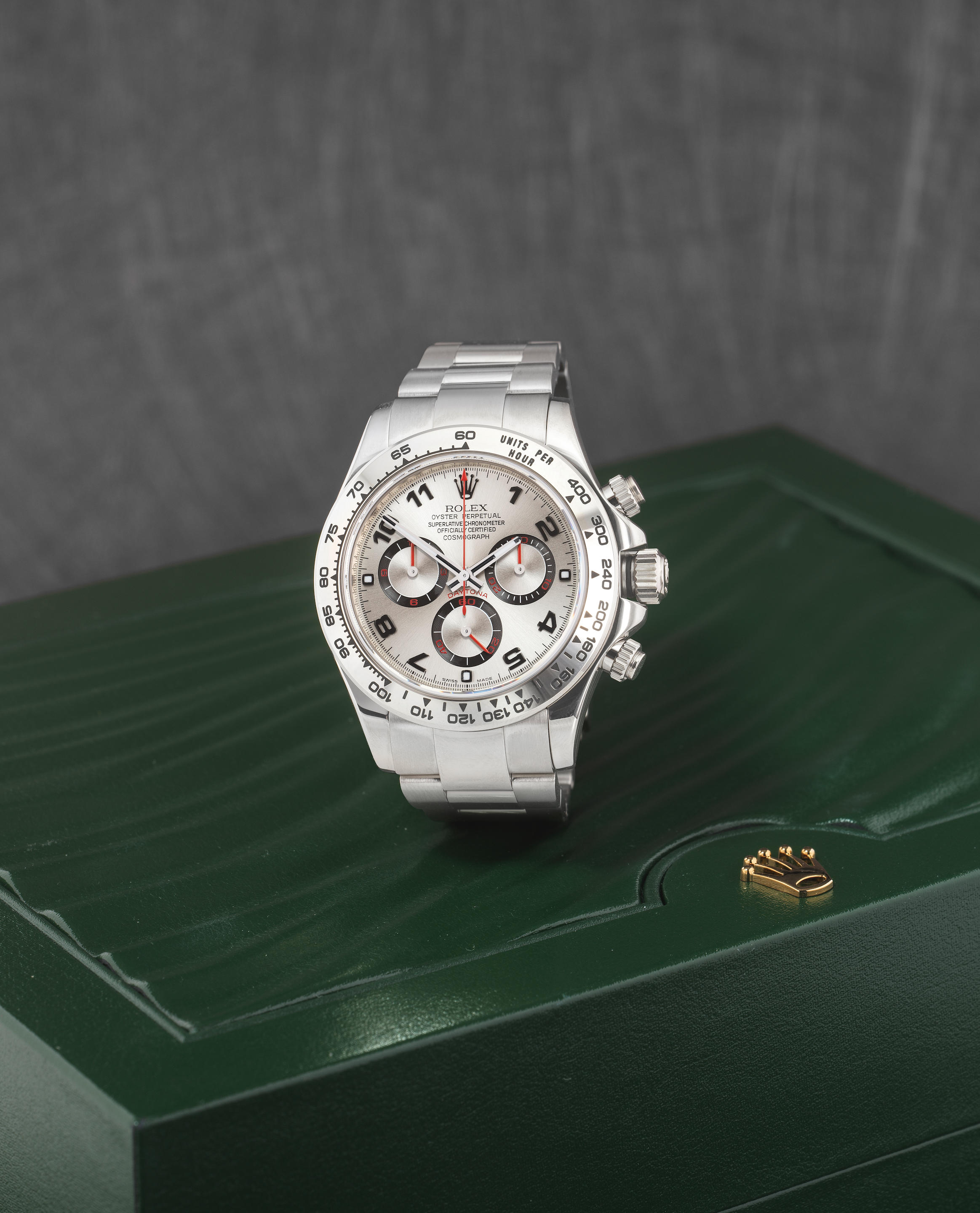 Rolex. A fine recently serviced 18K white gold automatic chronograph bracelet watch