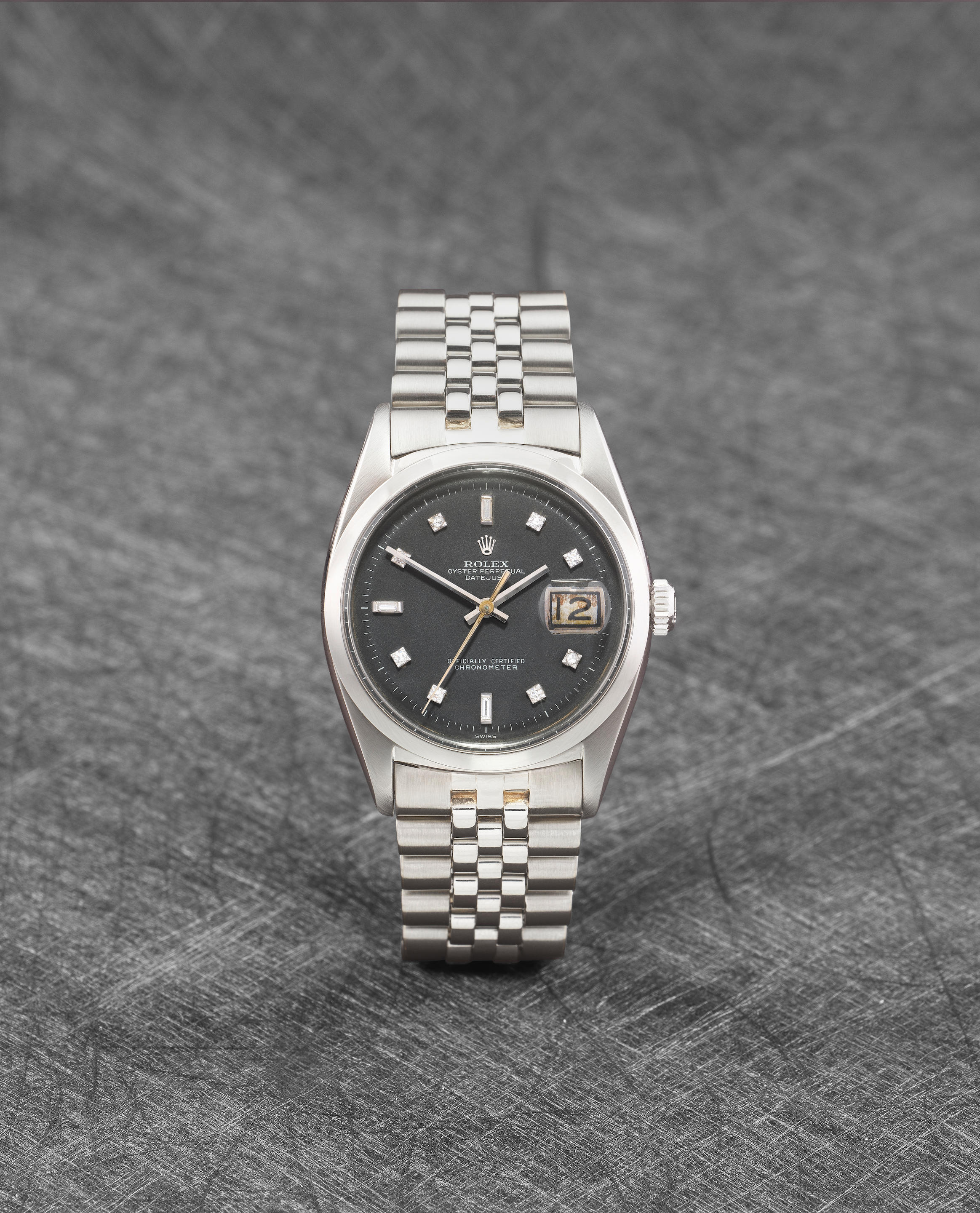 Rolex. A fine and very rare platinum diamond set automatic calendar bracelet watch