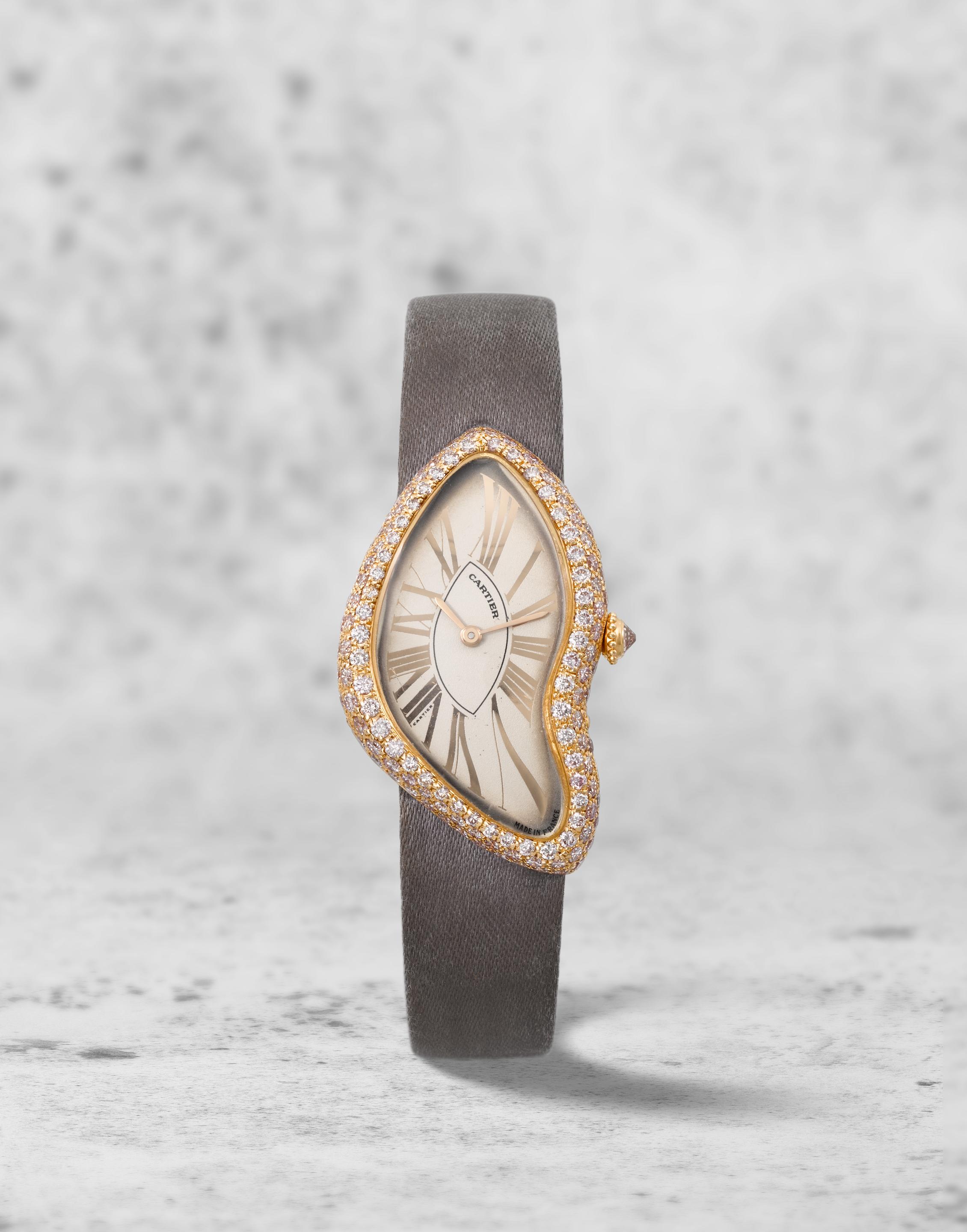 Cartier. A rare and unusual 18K rose gold manual wind wristwatch