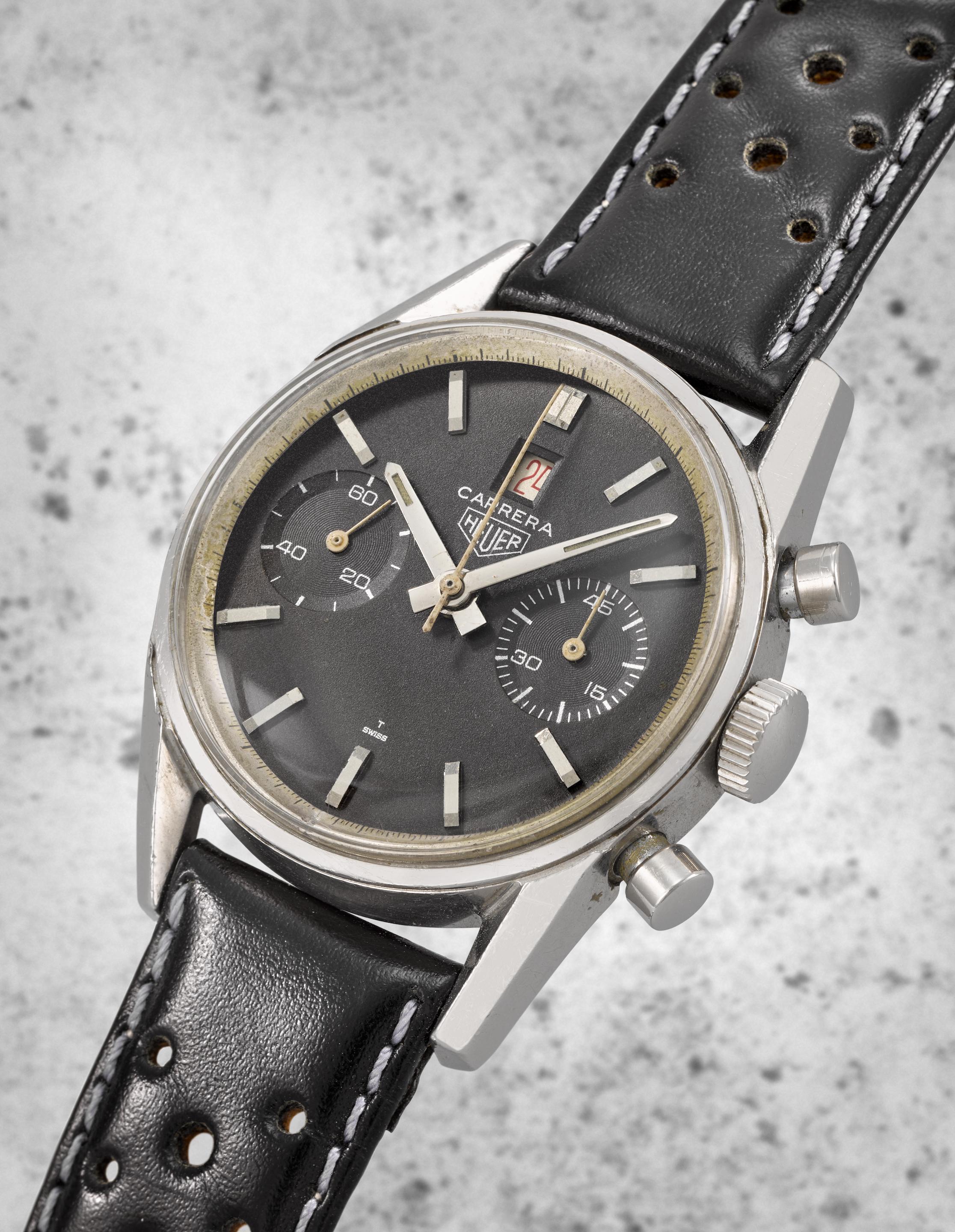Heuer. A fine and rare stainless steel manual wind chronograph wristwatch