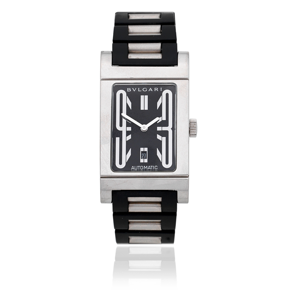 Bulgari. A stainless steel automatic calendar wristwatch