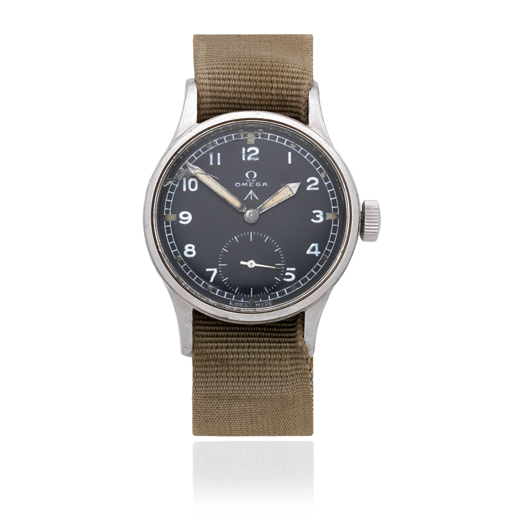 Omega. A stainless steel manual wind military issue wristwatch