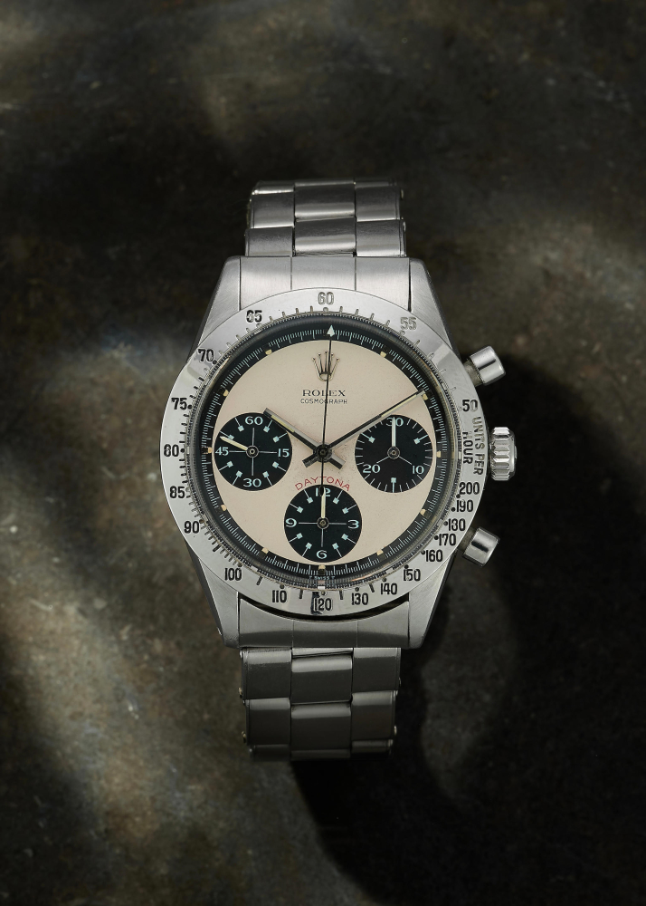 ROLEX. A VERY FINE AND RARE STAINLESS STEEL MANUAL WIND CHRONOGRAPH BRACELET WATCH