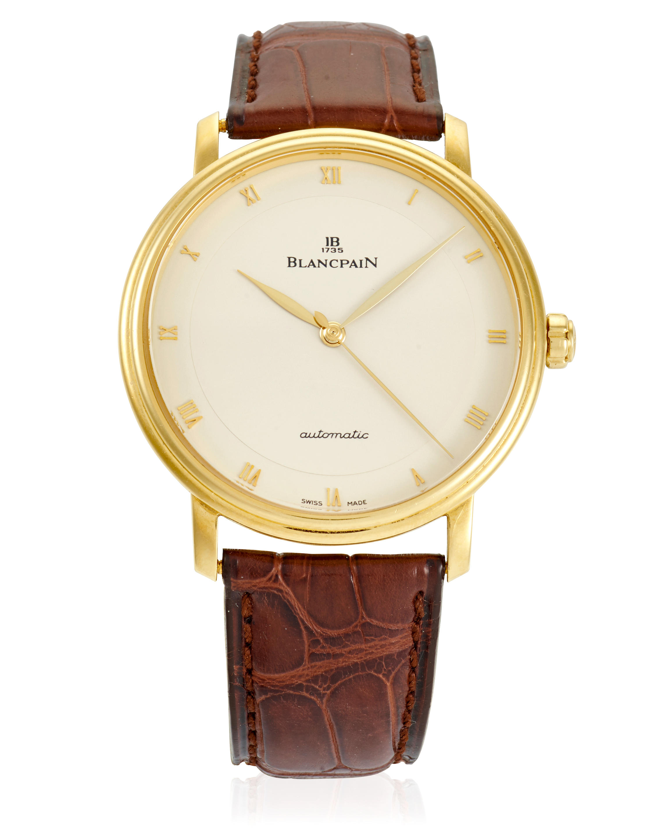 BLANCPAIN. AN 18K GOLD AUTOMATIC WRISTWATCH