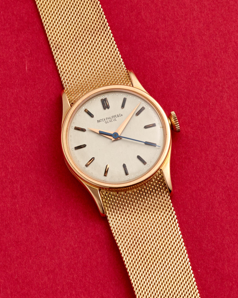 PATEK PHILIPPE. AN 18K ROSE GOLD MANUAL WIND BRACELET WATCH