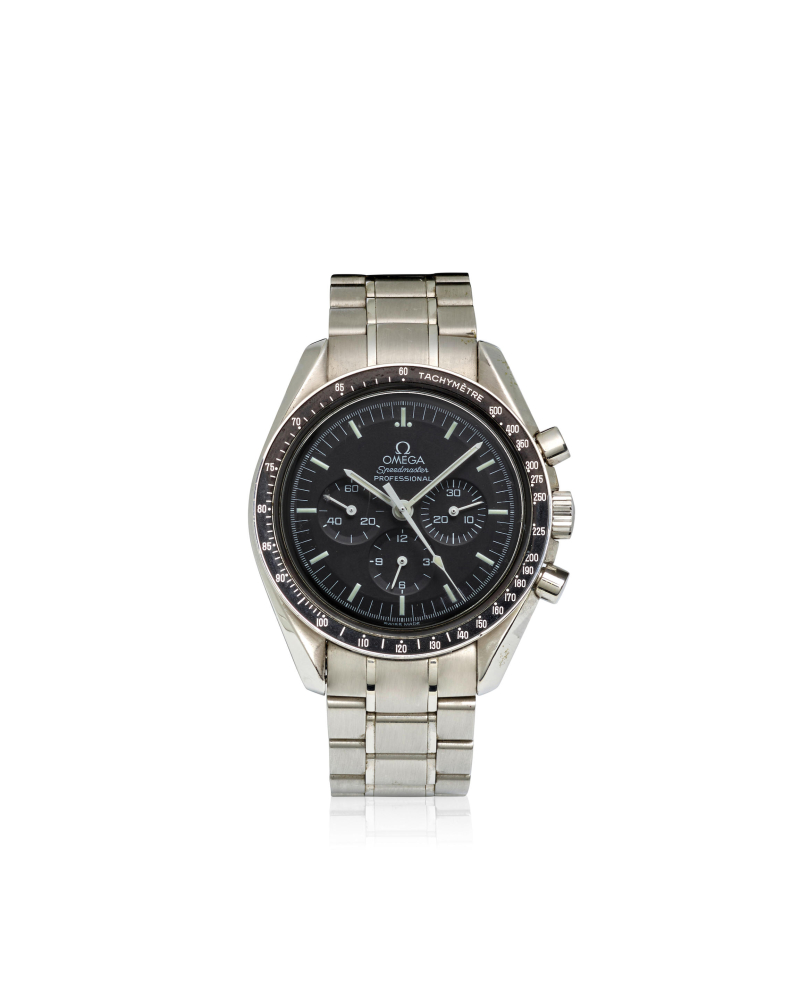 [NO RESERVE] OMEGA. A STAINLESS STEEL MANUAL WIND CHRONOGRAPH BRACELET WATCH