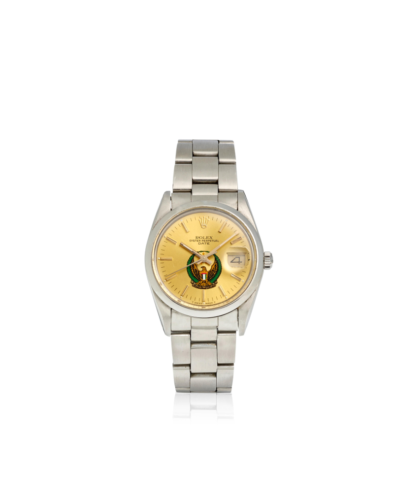 ROLEX. A RARE STAINLESS STEEL AUTOMATIC CALENDAR BRACELET WATCH