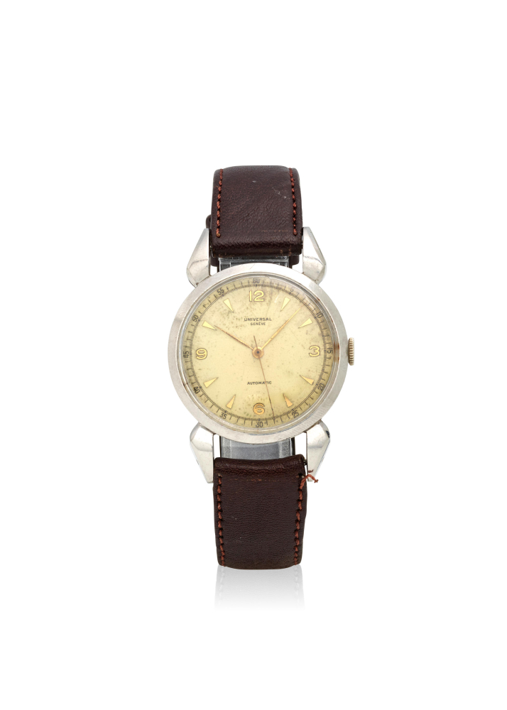 UNIVERSAL GENÈVE. A STAINLESS STEEL AUTOMATIC CHORNOGRAPH WRISTWATCH