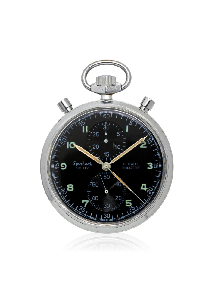 HANHART. A STAINLESS STEEL MANUAL WIND CHRONOGRAPH OPEN FACE POCKET WATCH