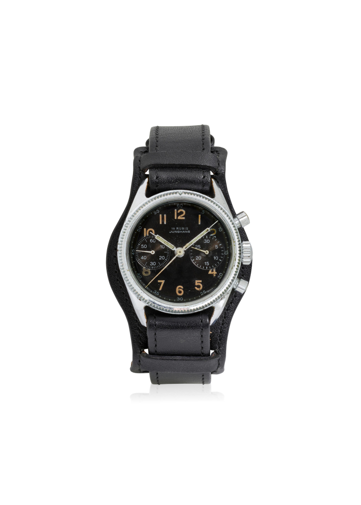 JUNGHANS. A STAINLESS STEEL MANUAL WIND CHRONOGRAPH WRISTWATCH