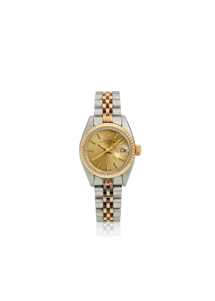 [NO RESERVE] ROLEX. A STAINLESS STEEL AND GOLD AUTOMATIC CALENDAR BRACELET WATCH