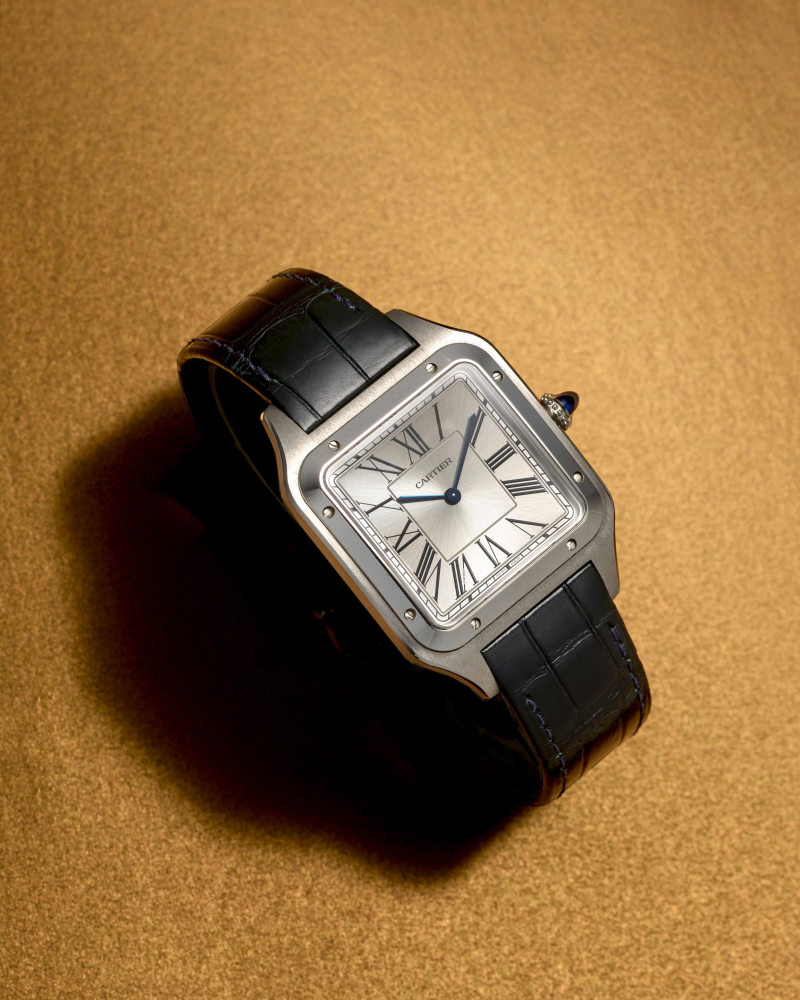 CARTIER. A STAINLESS STEEL MANUAL WIND WRISTWATCH