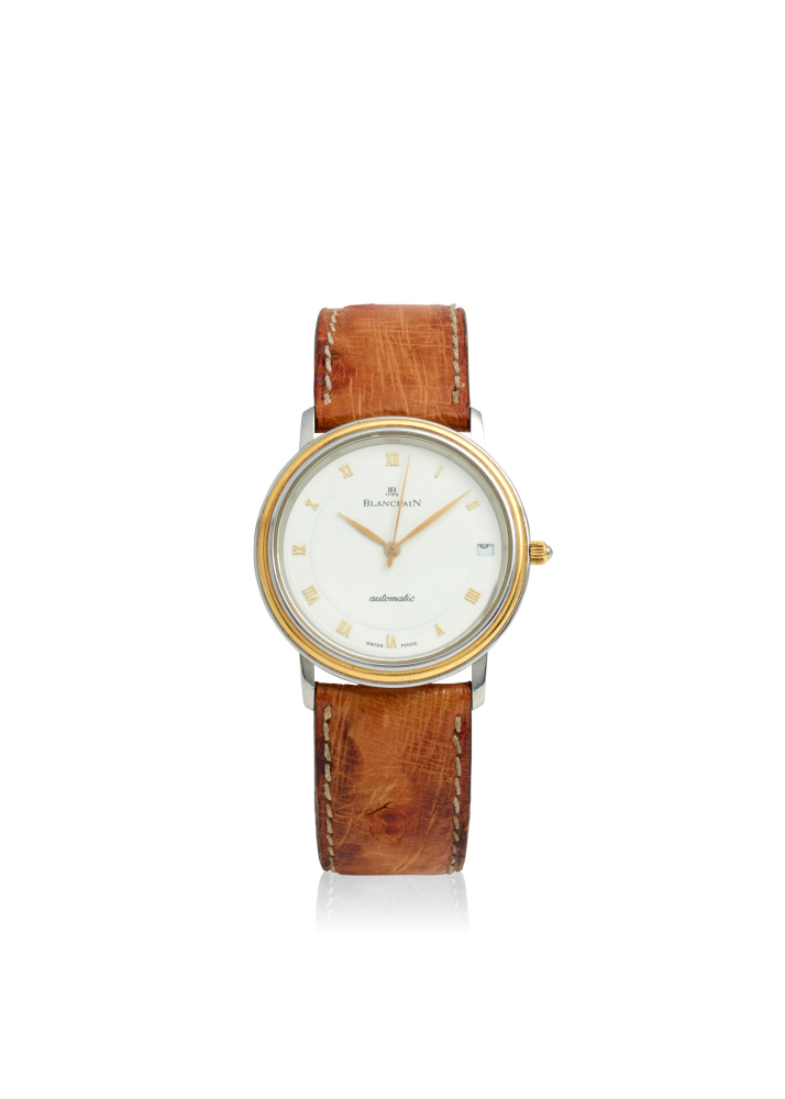 [NO RESERVE] BLANCPAIN. A STAINLESS STEEL AUTOMATIC CALENDAR WRISTWATCH