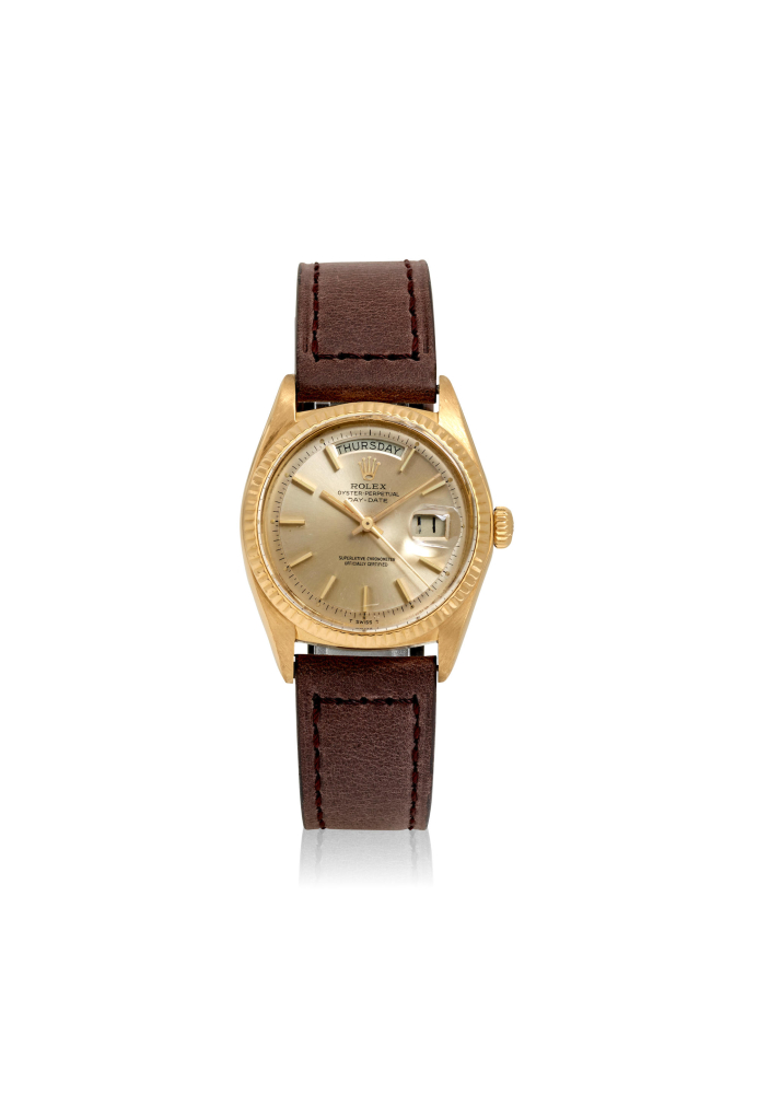 [NO RESERVE] ROLEX. AN 18K GOLD AUTOMATIC CALENDAR WRISTWATCH
