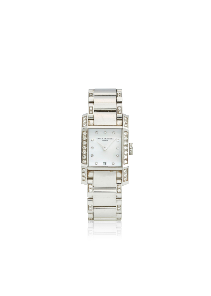 [NO RESERVE] BAUME MERCIER. A STAINLESS STEEL DIAMOND SET QUARTZ BRACELET WATCH