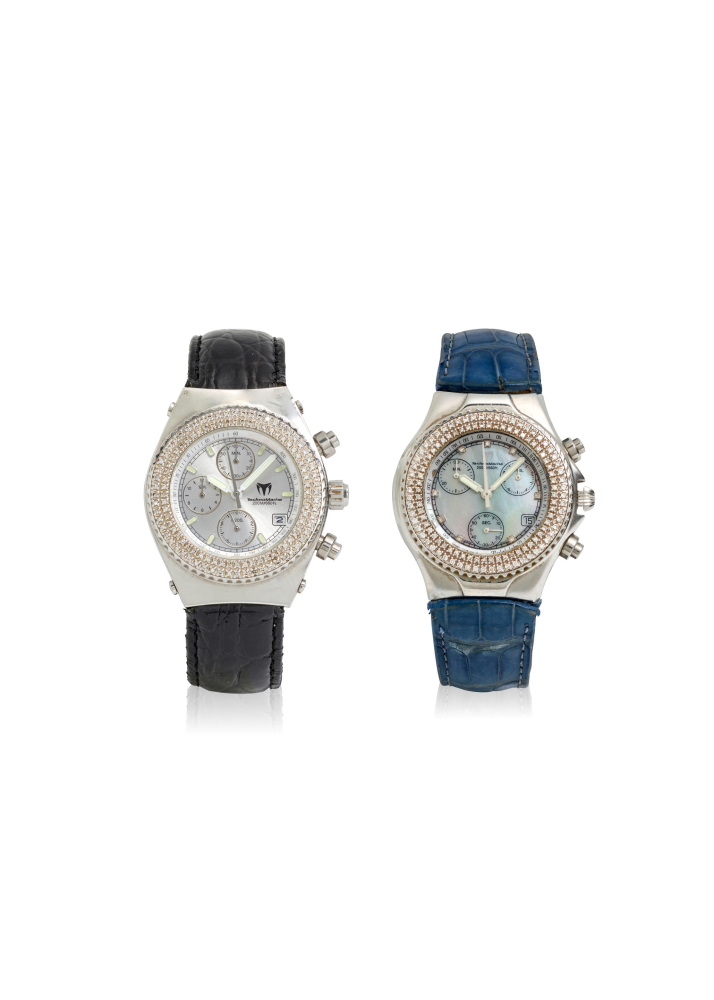 [NO RESERVE] A PAIR OF TECHNOMARINE QUARTZ CHRONOGRAPH WRISTWATCHES