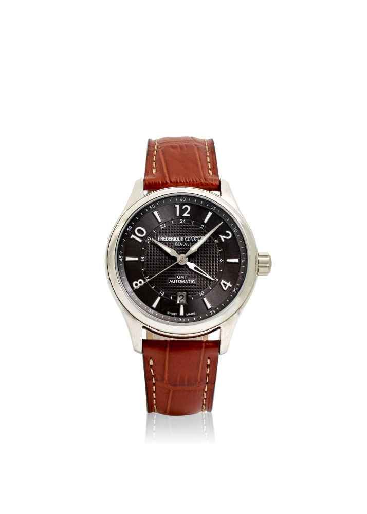 [NO RESERVE] FREDERIQUE CONSTANT. A LIMITED EDITION STAINLESS STEEL AUTOMATIC CALENDAR WRISTWATCH WITH DUAL TIME ZONE