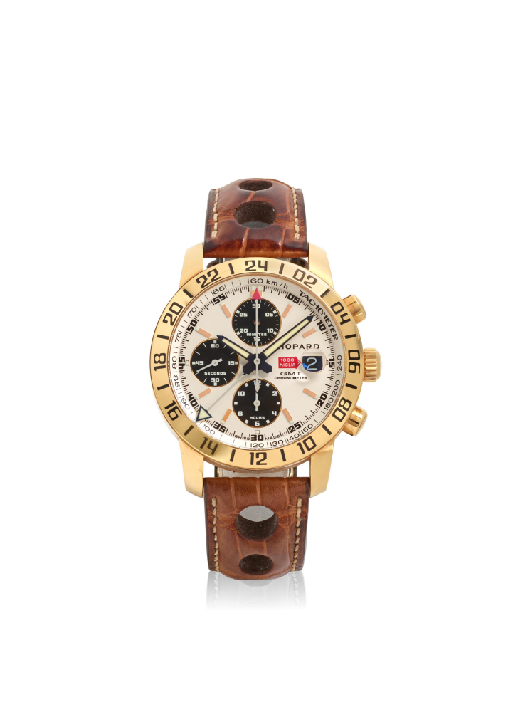 CHOPARD. A LIMITED EDITION 18K ROSE GOLD AUTOMATIC CHRONOGRAPH WRISTWATCH