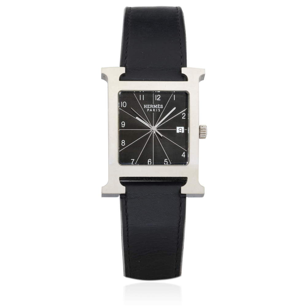 Hermès: a Black H Heure Maxi Wristwatch