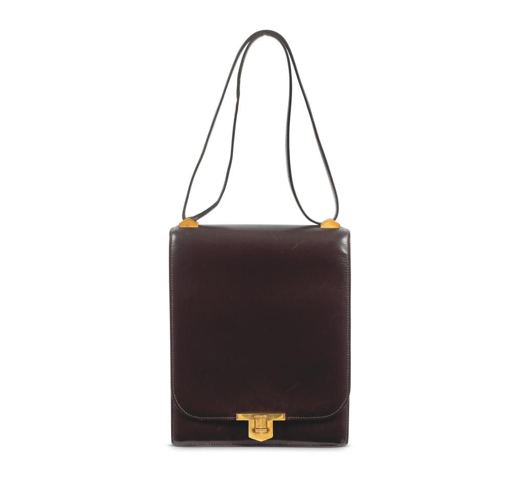 Hermès: a Brown Box Leather Chantilly Bag