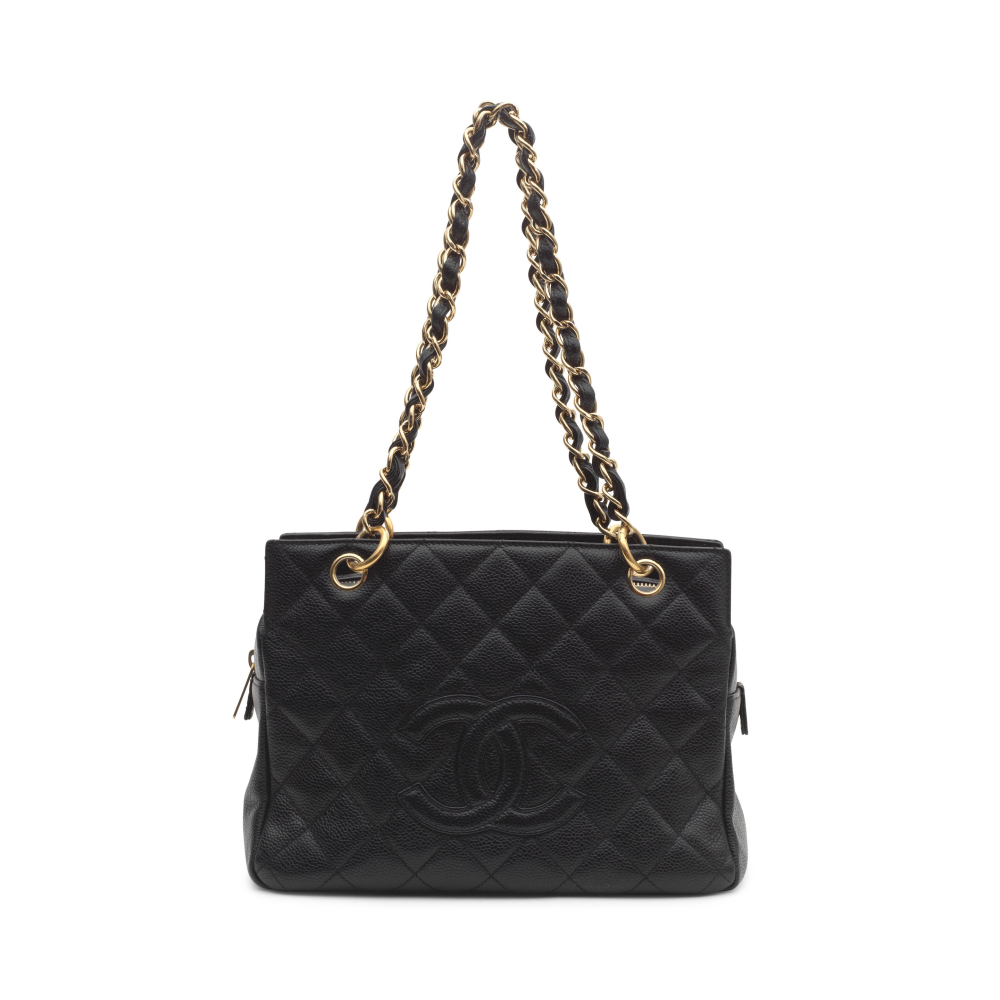 Chanel: a Black Caviar Leather Petit Shopping Tote (PST)