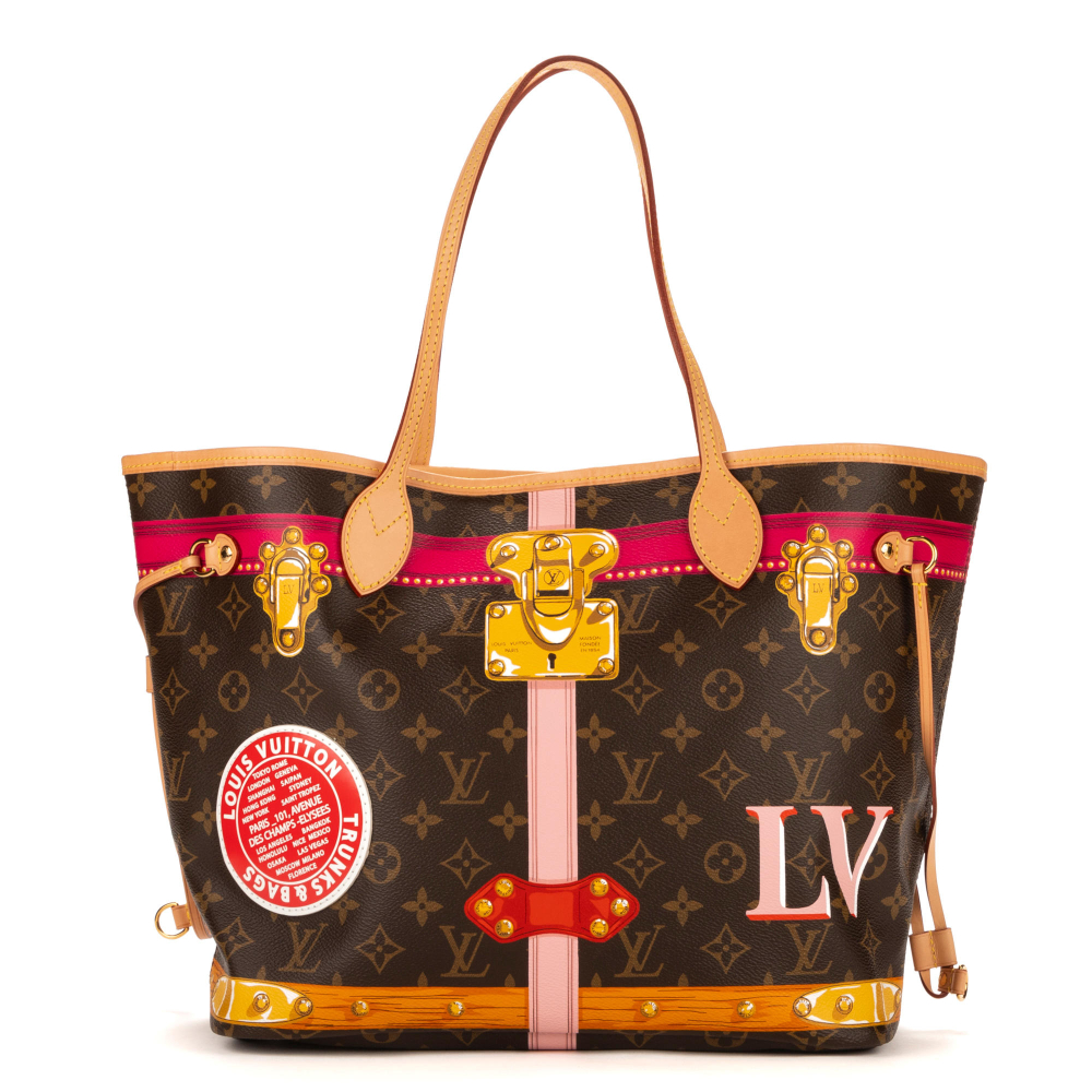 Louis VUITTON, Edition Limitée, année 2018. Sac "Neverfull Summer Trunk" en toile Monogram et cuir naturel.