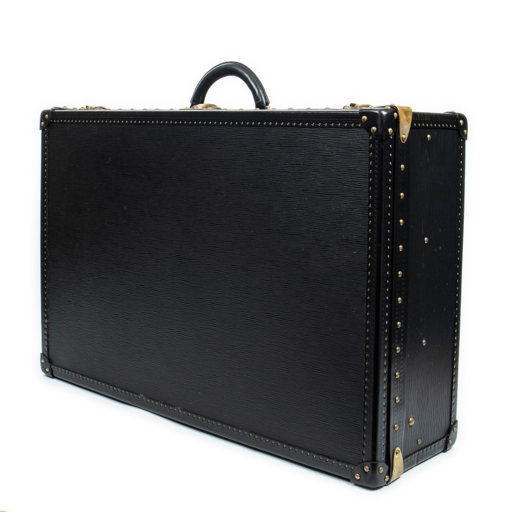 Louis VUITTON. Valise "Alzer" en cuir épi noir.