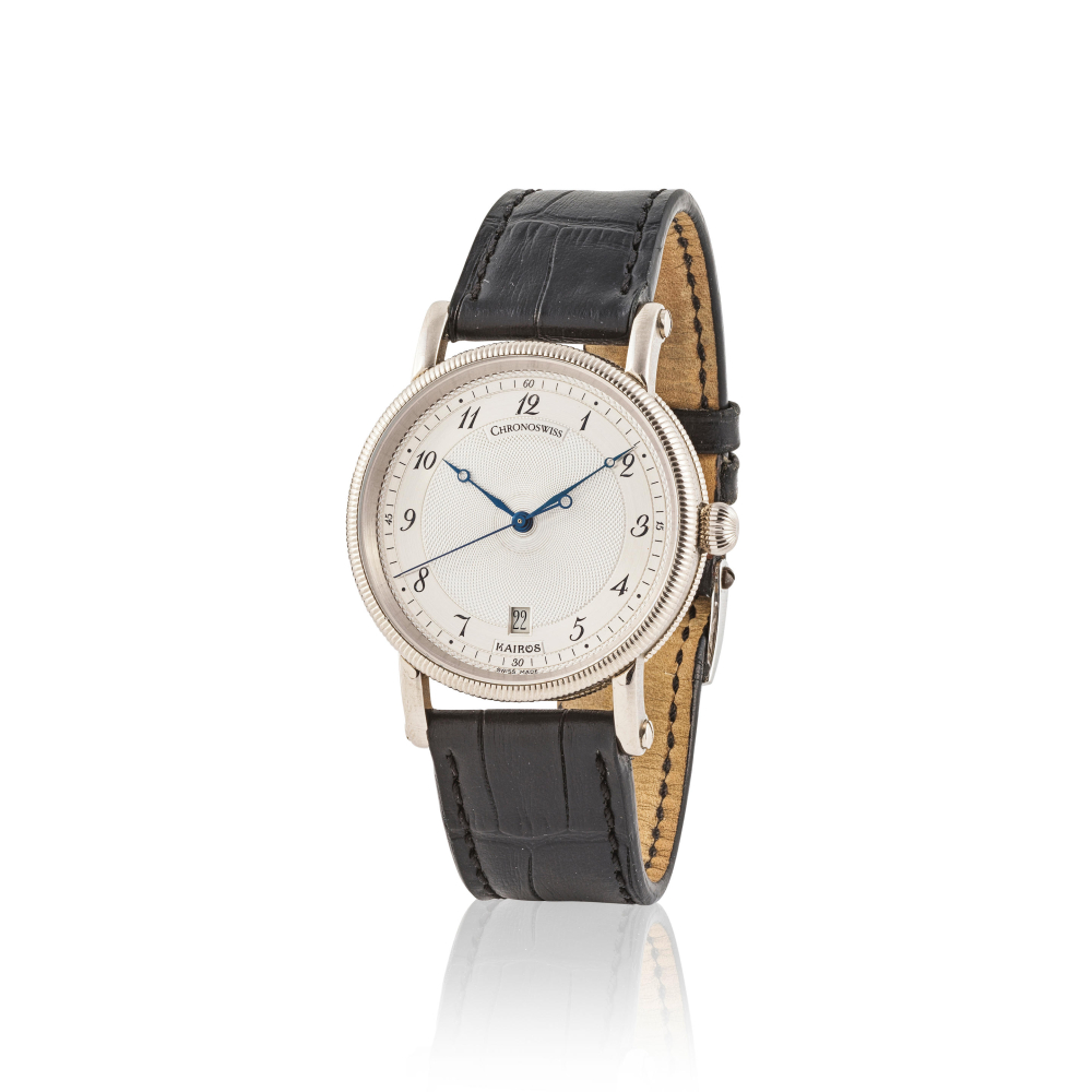 Chronoswiss. An 18K white gold automatic calendar wristwatch