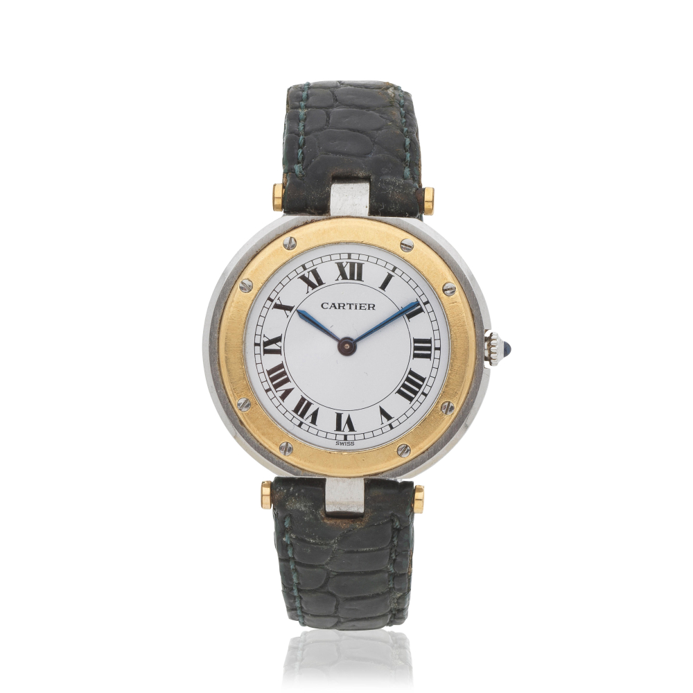 Cartier. A stainless steel and 18K gold quartz wristwatch