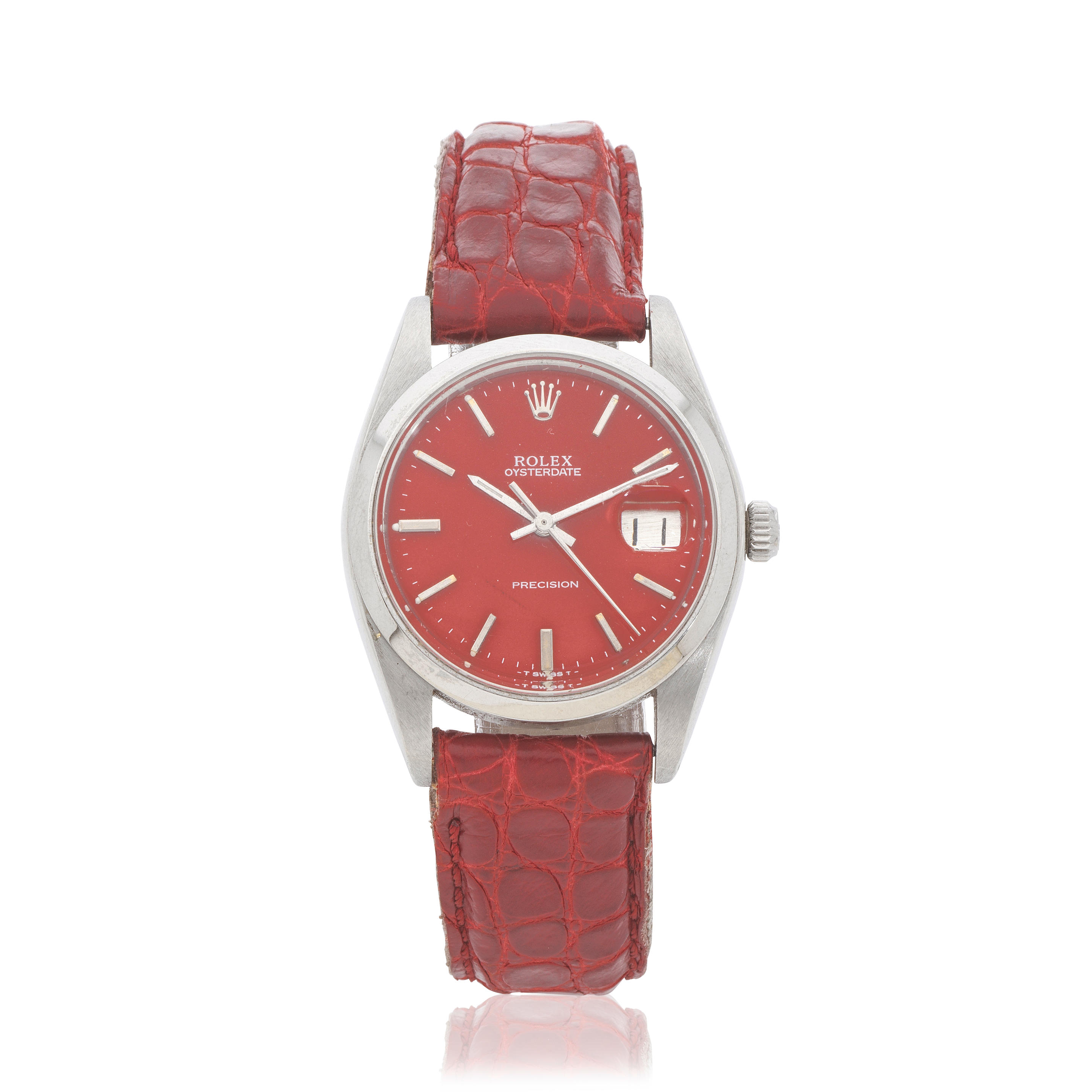 Rolex. A stainless steel manual wind calendar wristwatch