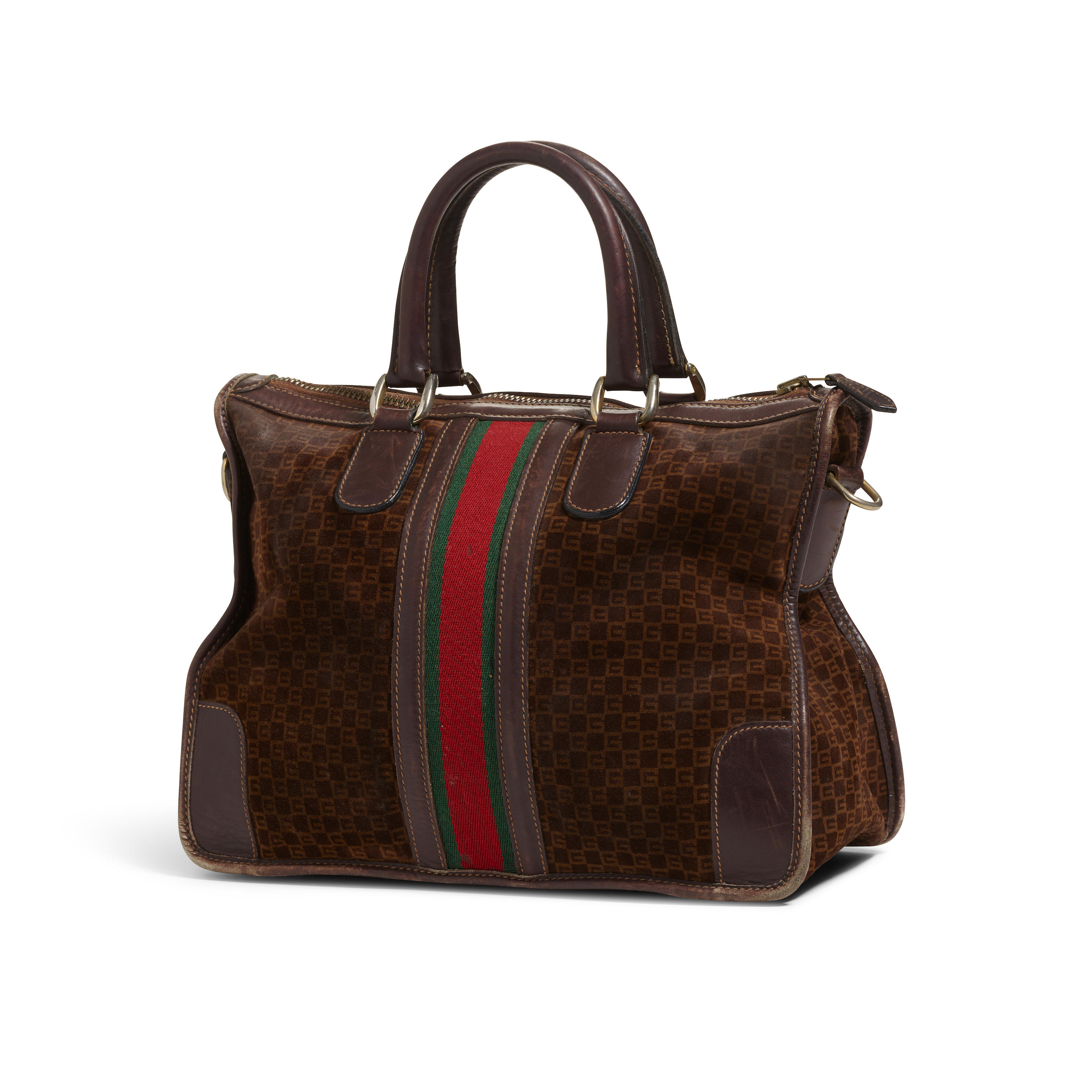 GUCCI: SUEDE LOGO SHERRY LINE BOSTON BAG