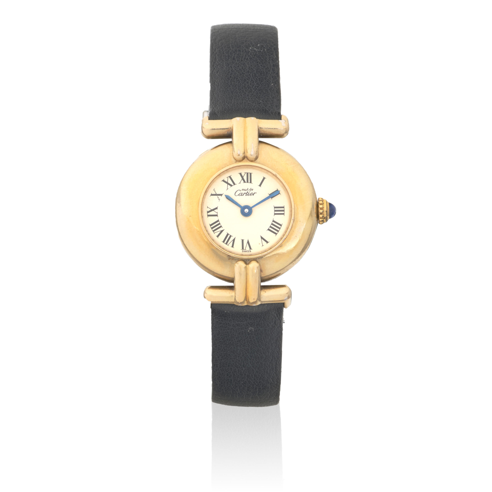 Cartier. A gold plated silver quartz wristwatch