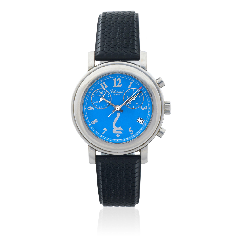 Chopard. A lady's stainless steel quartz chronograph calendar wristwatch